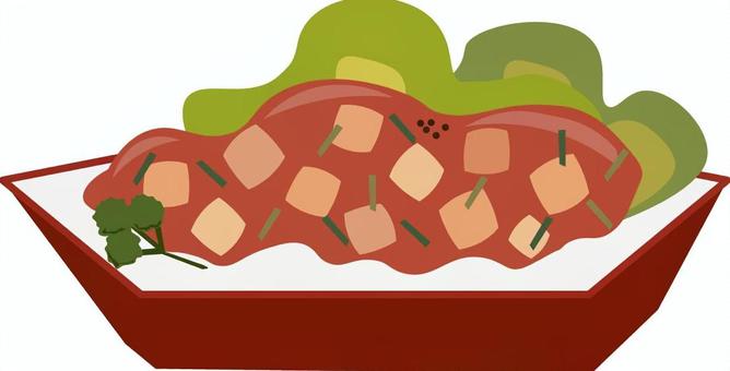 Illustration, chinese cuisine, mapo tofu, food, 