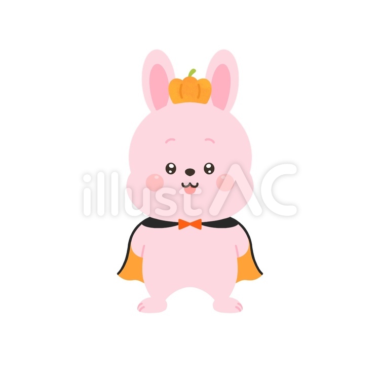 カボチャの仮装をしたうさぎ ハロウィン,うさぎ,カボチャのイラスト素材