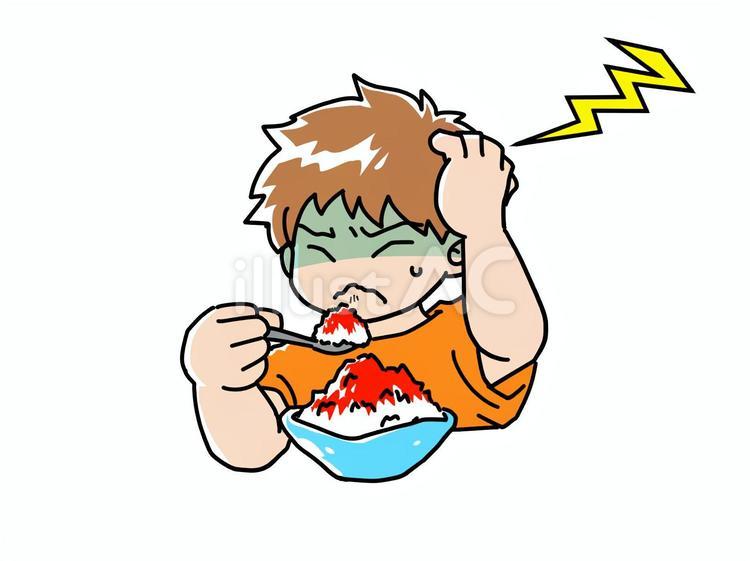 アイスクリーム頭痛を起こす男の子 アイスクリーム頭痛,かき氷,男の子のイラスト素材