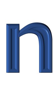 ３Dアルファベット小文字青n n,アルファベット,小文字,立体,3d,青,装飾文字,フォント,デザイン,アイコンのイラスト素材