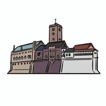 ヴァルトブルク城 ヴァルトブルク城,世界遺産,文化遺産,遺産,手書きのイラスト素材