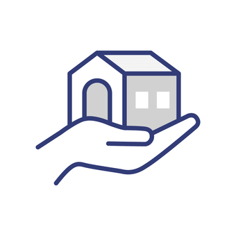 家を支える手のイラスト 家,住宅,手,保護,住まい,安心,暮らし,不動産,持ち家,守るのイラスト素材