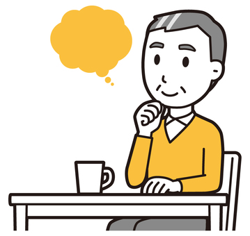 ニット中年男性(黄)-035-バスト  ニット中年男性(黄)-035-バスト 考える,おじさん,男性,中年,お父さん,パパ,シニア,ミドルエイジ,人物,かわいいのイラスト素材