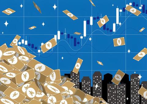 お金と経済のイメージ素材 お金と経済のイメージ素材 お金,お札,経済,都市,オフィス,ビル,株,チャート,グリッド,ビジネスのイラスト素材