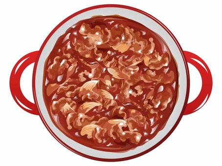 ハッシュドビーフ（鍋） ハッシュドビーフ,洋食,料理,食べ物,牛肉,玉ねぎ,デミグラスソース,鍋のイラスト素材