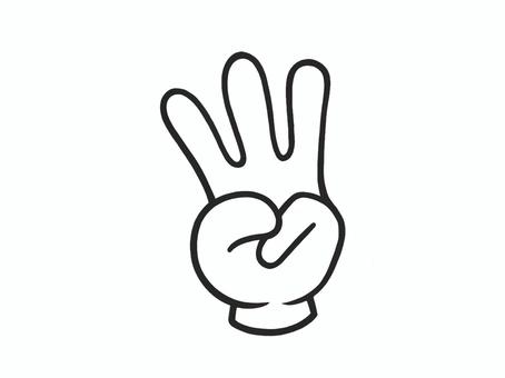 数字の三(3)を表す手のマークのアイコン 手,マーク,印,三,三つ,表す,カウント,表現,数,数字のイラスト素材