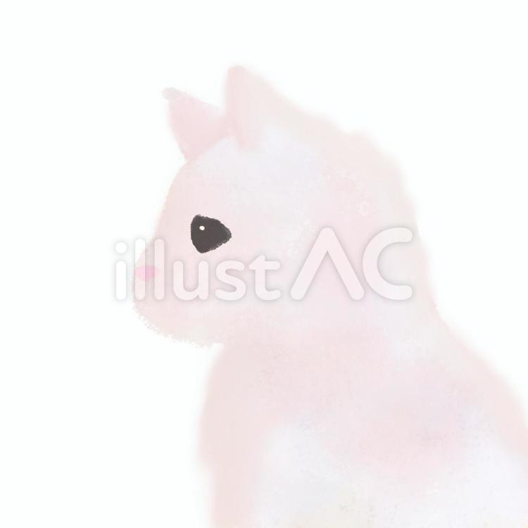 ふわふわ猫ちゃん 猫,ふわふわ,横顔のイラスト素材