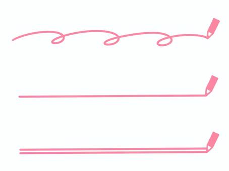 鉛筆で書いたアンダーラインセット　ピンク アンダーライン,二重線,ぐるぐる,下線,装飾,見出し,ライン,タイトル,傍線,強調のイラスト素材