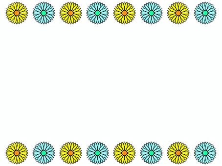 かわいいお花のフレーム3・上下 花,フレーム,上下,レトロ,かわいい,おしゃれ,飾り枠のイラスト素材