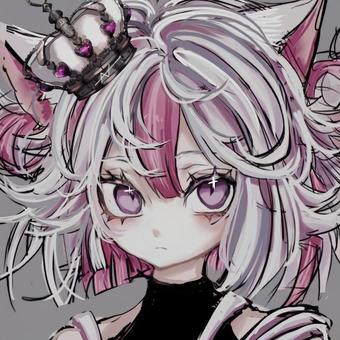 王冠猫耳 王冠猫耳 猫耳,王冠,可愛い,獣人少女,インナーヘアカラーのイラスト素材