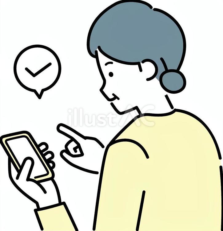 スマホを操作するシニア女性 人物,女性,アイコンのイラスト素材