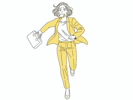食パンを咥えて走る女性1 食パン,遅刻,寝坊,ビジネスマン,走る,ダッシュ,ビジネス,仕事,会社員,女性のイラスト素材