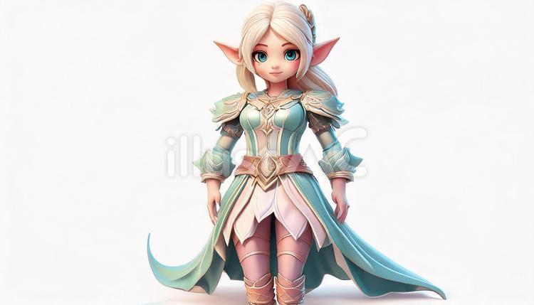 エルフ　女性　白背景 エルフ,妖精,キャラクターのイラスト素材