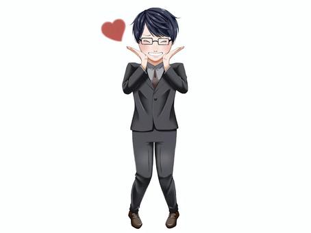 A man with glasses who is excited, JPG and PNG A man with glasses who is excited, male, suit, leather shoes, JPG and PNG