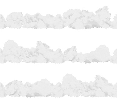 水彩風の雲または生垣　横シームレス　5種 白黒,雲模様,雲,もあもあ,モヤモヤ,白,モコモコ,フワフワ,背景,草むらのイラスト素材