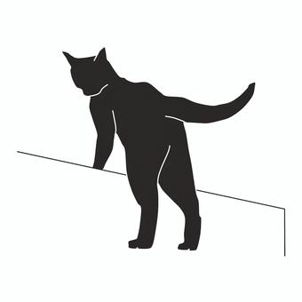 Cat 2 (silhouette) standing up, cat, caught, go up the step, JPG and PNG