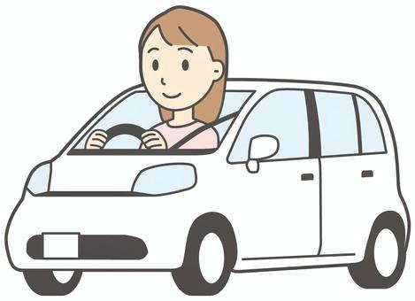  ロングヘア女性-469-全身 自動車,女性,女の子,人物,かわいい,乗り物,移動,乗る,通勤,乗用車のイラスト素材