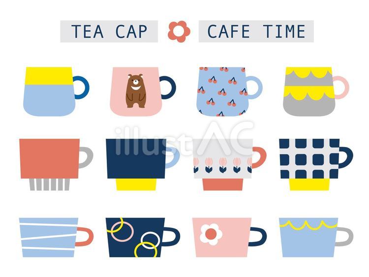 色んなマグカップの北欧風カラーのイラスト マグカップ,カップ,北欧のイラスト素材