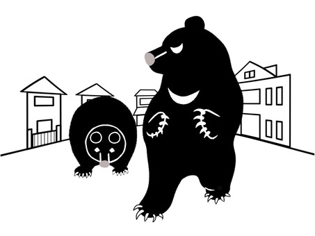 アーバンベアー 熊,アーバンベアー,出没,秋,市街地,危険,対策のイラスト素材