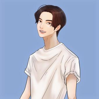 Tシャツボーイ tシャツ,八重歯,青年,イケメン,漫画のイラスト素材