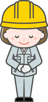 ミニ_単体_工事作業員の女性08 女性,大人,職業,仕事,作業員,工事,土木,建設,解体,作業着のイラスト素材