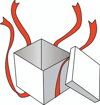 プレゼント空っぽ プレゼント,リボン,箱,フタ,開ける,空っぽ,入れ物,立体,線画のイラスト素材