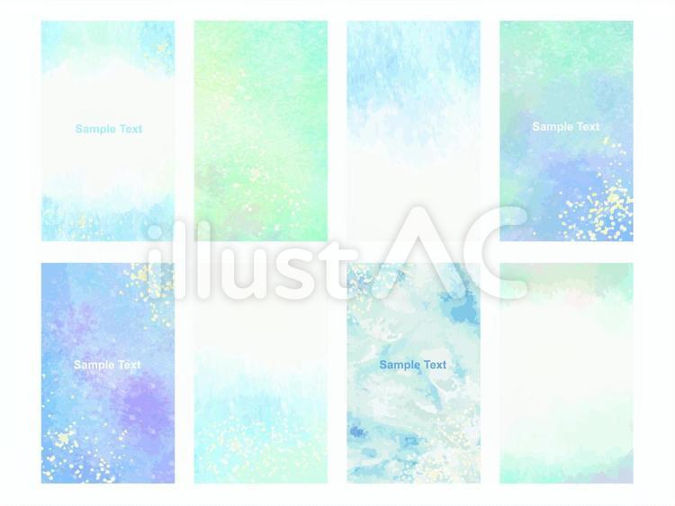 パステルカラー水彩絵の具名刺サイズカードイラスト - No: 22153728