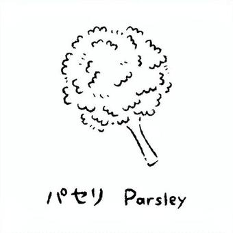 手描きのパセリ2_名称入_白黒 手描きのパセリ2_名称入_白黒 パセリ,野菜,アイコン,食べ物,シンプル,食材,健康,イラスト,料理,農業のイラスト素材