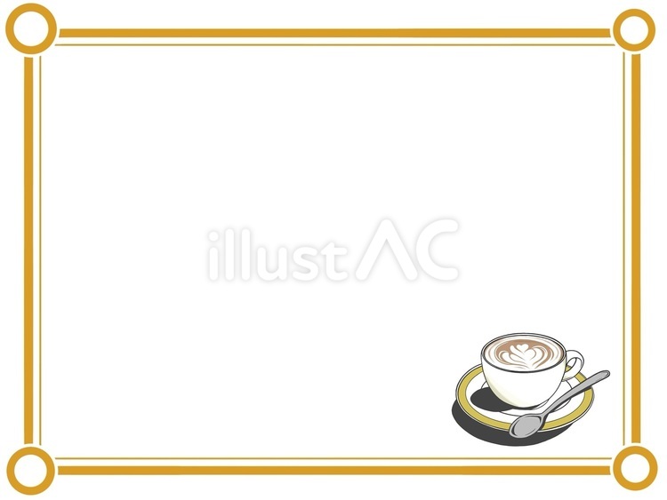 カフェラテをテーマにしたお洒落なフレーム カフェラテ,お洒落,長方形のイラスト素材