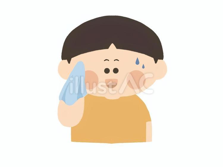 汗を拭く男の子 汗,暑い,夏のイラスト素材
