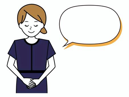 接客する女性のイラスト 女性,エステ,エステティシャン,接客,美容,人物,ふきだし,ネイルサロン,受付,医療のイラスト素材