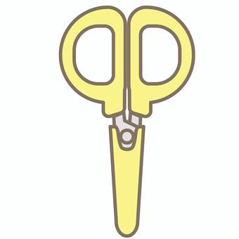 キャップ付きはさみのイラスト はさみ,文房具,キャップ,ふた,安全,ベクター,黄色のイラスト素材