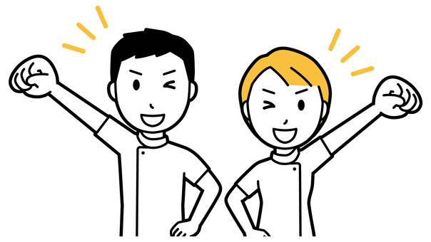  理学療法士の男女(黄)-021-バスト 応援,理学療法士,男女,医療,病院,クリニック,整体師,柔道整復師,鍼灸師,人物のイラスト素材