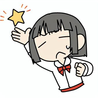 星と困る少女 小学生,困る,星,お気に入り,焦る,汗,不安,疑問,困惑,悩むのイラスト素材