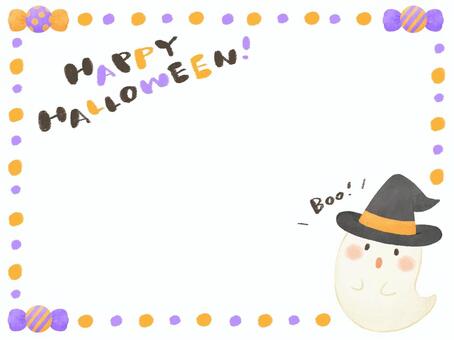 おばけのハロウィンフレーム① おばけ,ハロウィン,フレーム,秋,10月,幽霊,ゴースト,キャンディ,季節,行事のイラスト素材
