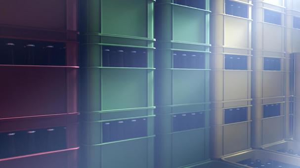 倉庫の午後の残光 倉庫,瓶,光,影,静寂,壁,床,赤,緑,黄のイラスト素材