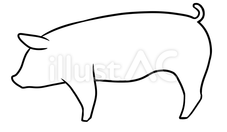 豚線画 豚,家畜,動物のイラスト素材