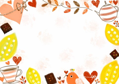 チョコレートとお茶会2 チョコレート,カカオ,お茶,フレーム,背景,手書き,かわいいのイラスト素材
