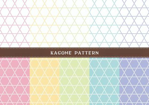 籠目パターン 籠目,和柄,柄,背景,パターン,セット,スウォッチ,シームレス,伝統模様,パステルのイラスト素材