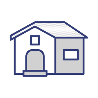 家の正面イラストアイコン  家,建物,平屋,住居,戸建て,一軒家,マイホーム,生活,住宅街,外観のイラスト素材