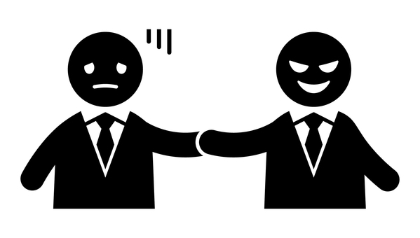 悪い誘いに困る人 詐欺,勧誘,悪徳,困る,闇,悪い,迷惑,人物,アイコン,強引のイラスト素材