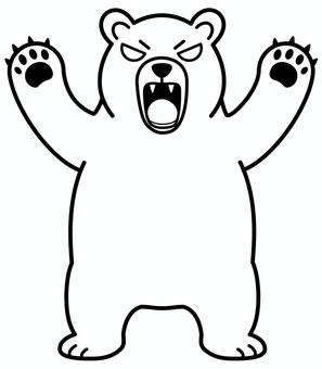 怒ってる熊の線画 熊,ガオー,獣,怖い,動物,威嚇,襲い掛かる,直立,生き物,野生のイラスト素材