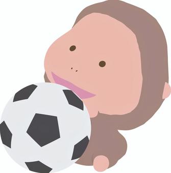 サッカーボール_猿 サッカー,ボール,猿,動物,かわいい,スポーツ,申,申年,干支,イラストのイラスト素材