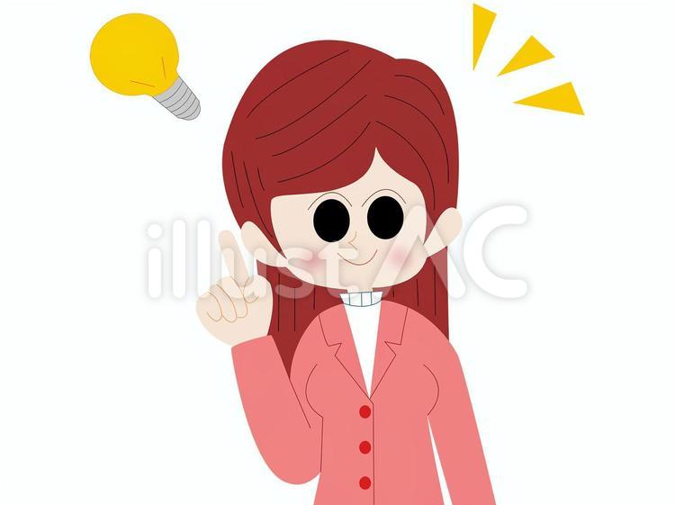 ひらめく女性 女性,ひらめく,思いつくのイラスト素材