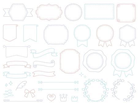 Illustration, frame, emblem, ribbon, 