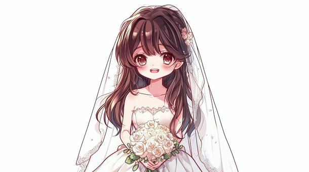 Woman in a wedding dress with a bouquet, , JPG and PNG