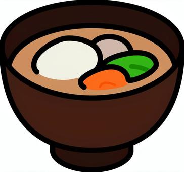 茶色の器のお雑煮です。