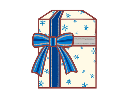 雪の結晶柄のプレゼント（線あり） クリスマスプレゼント,リボン,ボックス,プレゼント,箱,クリスマス,聖夜,イヴ,冬,12月のイラスト素材