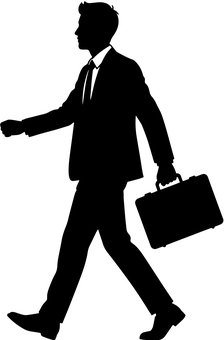 歩くサラリーマンのシルエット サラリーマン,歩く,ビジネスマン,スーツ,会社員,通勤,外回り,営業,ビジネスバッグ,ビジネスのイラスト素材