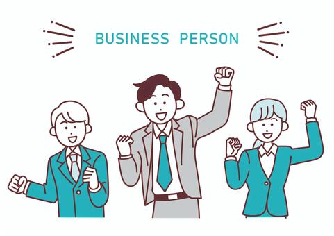 ガッツポーズする会社員のイラスト ガッツポーズ,ビジネス,プレゼンテーション,提案,ビジネスマン,チーム,アイデア,男性,アイコン,仕事のイラスト素材